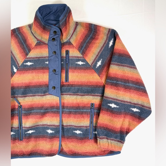 AMERICAN EAGLE Womens Southwestern Fleece Snap Front Jacket S Cozy Boho Western - Picture 4 of 15